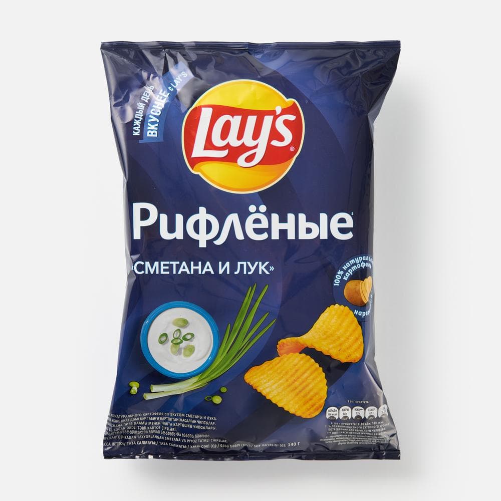 Чипсы Lay's, рифлёные, сметана и лук