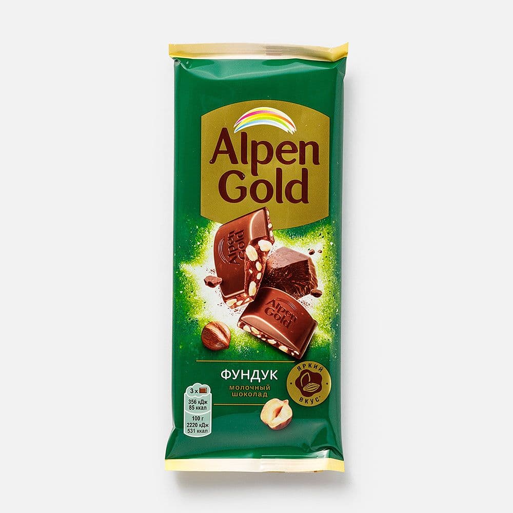 Молочный шоколад Alpen Gold, с фундуком  80 г